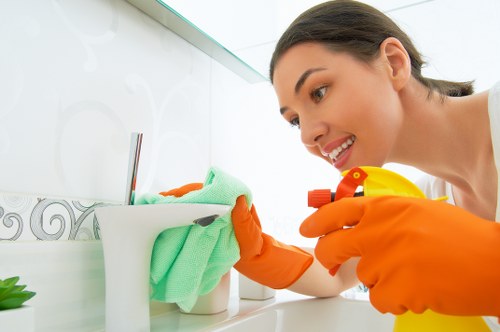 Deep cleaning a bathroom during end of tenancy cleaning in Westminster