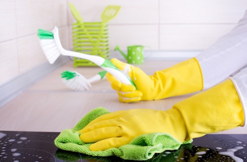 Sanitized meeting room during office cleaning in Westminster