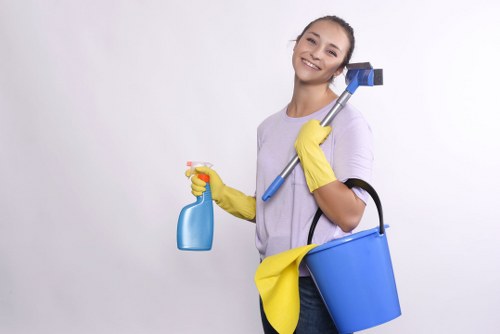 Technician preparing carpet cleaning equipment